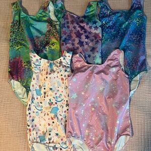 Kids One-Piece Gymnastic Leotards- Assorted Patterns and Colors